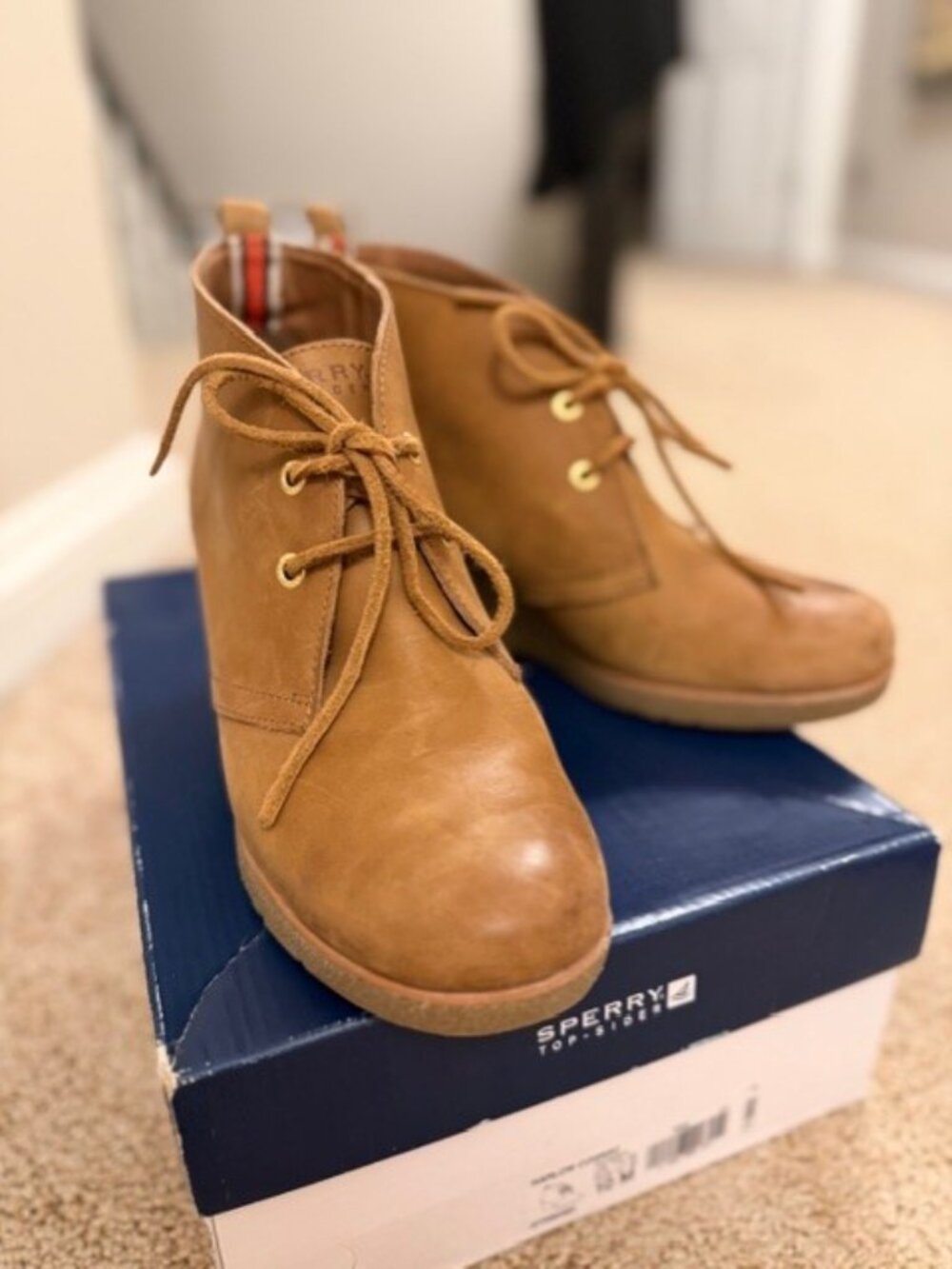 Sperry Top Sider Harlow Cognac Women's Brown Leather Wedged